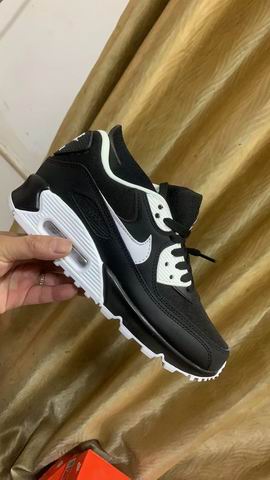 Cheap Nike Air Max 90 Men's Women's Shoes Black White-114 - Click Image to Close